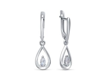 Серьги длинные Zlato, серебро 925 проба, вставка фианит