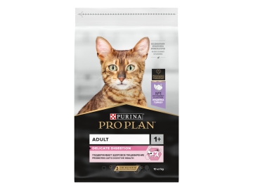 Корм Purina Pro Plan для взрослых кошек с чувствительным пищеварением с высоким содержанием индейки, 10 кг