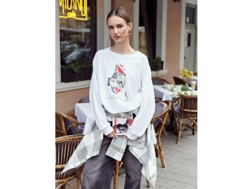 Свитшот белый с надписью "Надо мною, кроме твоего взгляда, не властно лезвие ни одного..."