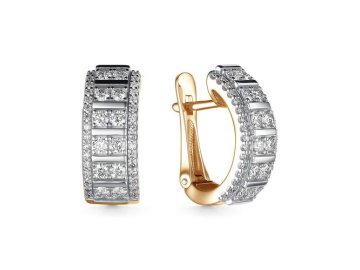 Серьги с английским замком Bellissima, красное золото 585 проба, вставка бриллиант