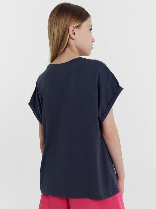 Футболка для девочек серая с принтом аниме, фото 4 из 6