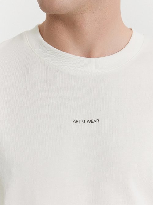 Футболка мужская кремовая с принтом и надписью "Art u wear ", фото 4 из 12