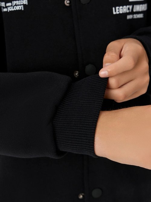 Бомбер для мальчиков черный с принтом "legacy unbroken", фото 6 из 10