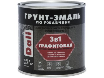 Грунт-эмаль по ржавчине "3 в 1" Dali 0,75л графитовая черный