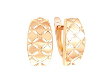 Серьги с английским замком ZOLOTYE UZORY, красное золото 585 проба