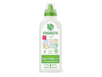 Гель для стирки Synergetic 2 в 1 с пятновыводителем, гипоаллергенный 0.75 л