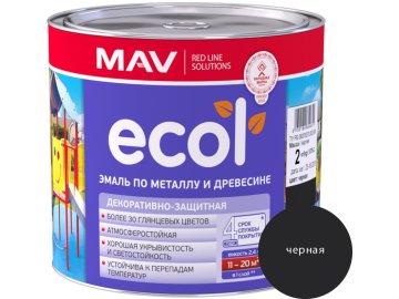 Эмаль ECOL по металлу и древесине (ПФ-115) черная глянцевая  2,4л (2 кг)