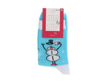 Носки женские STEP by STEP Снеговик бирюзовый р.25 арт.НЖ 9022-40