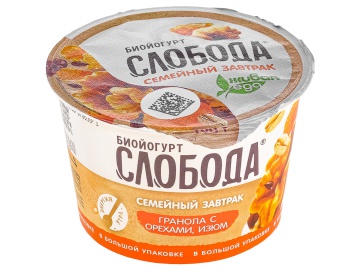 Биойог"СЛОБ.СЕМ.ЗАВТР"(гран,изюм5%)190г на акции в магазинах Евроопт