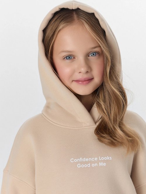 Комплект для девочек бежевый с надписью"Confidence looks...", фото 5 из 66