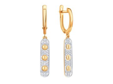 Серьги длинные Karatov, красное золото 585 проба, вставка фианит