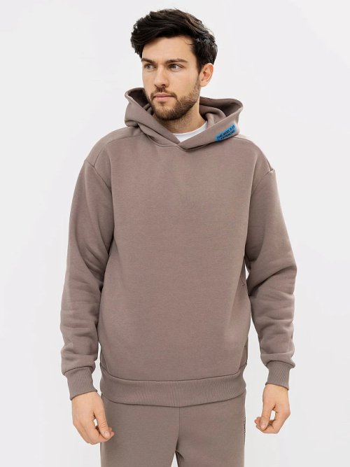 Худи мужское теплое в коричневом цвете, фото 3 из 5