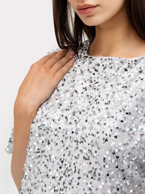 Платье женское серебристо-серое с пайетками, фото 6 из 35