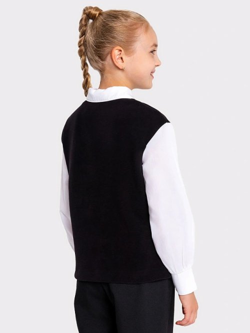 Джемпер-обманка для девочек в черном оттенке, фото 3 из 4