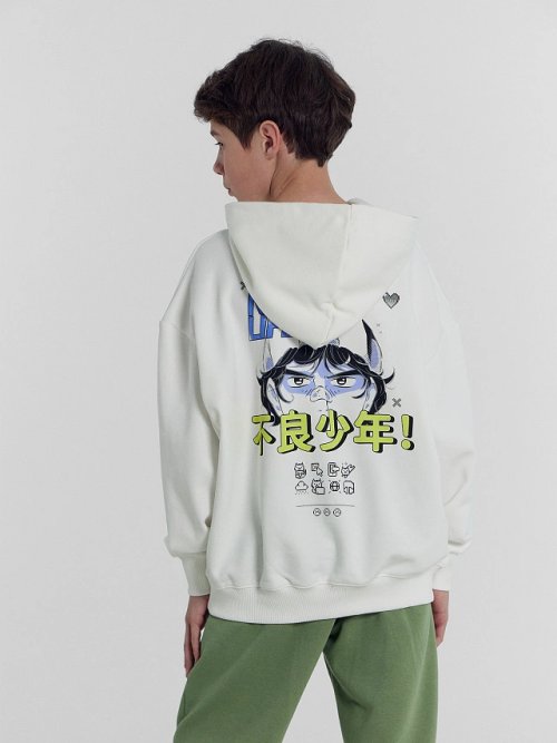 Худи для мальчиков белое с надписью "Nerd life", фото 4 из 8