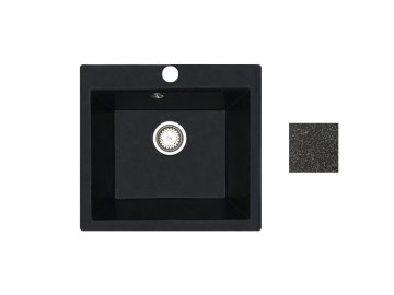 Мойка из каменной крошки MINI блэк 50х46 см. в компл. с сифоном