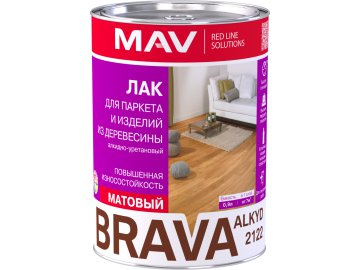 Лак BRAVA ALKYD 2122 для паркета и изделий из древесины (АУ-2122) бесцветный матовый  1,0л (0,7 кг)