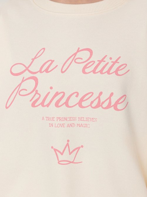Свитшот для девочек бежевый с надписью "La petite Princesse", фото 4 из 25