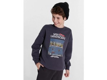 Свитшот для мальчиков графитовый с принтом