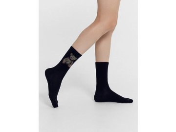 Носки женские черные с рисунком в виде мишки