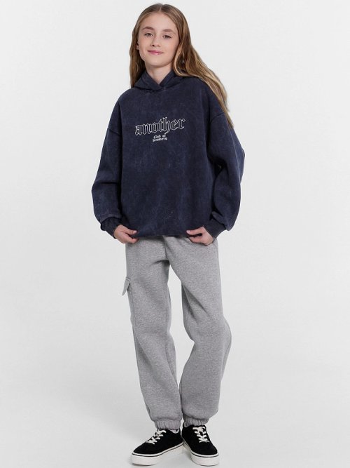 Худи для девочек серое с принтом, фото 3 из 6