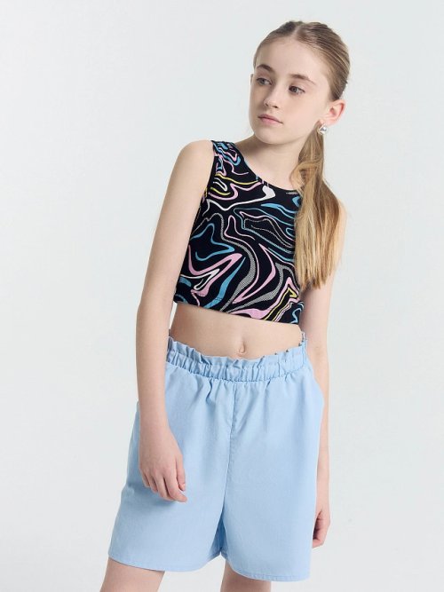 Шорты для девочек в голубом цвете, фото 1 из 9