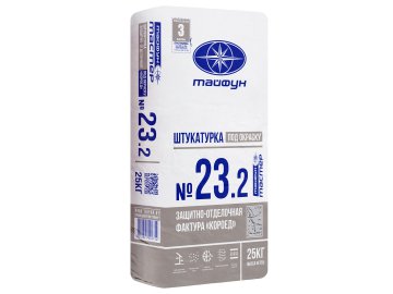 Декоративная штукатурка Тайфун Мастер 23.2 (фактура "короед" 2 мм) серый, 25 кг