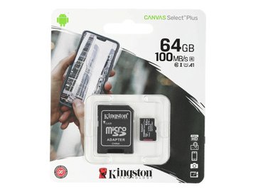 Карта памяти Kingston Canvas Select Plus microSDXC 64GB SDCS2/64GB (с адаптером)