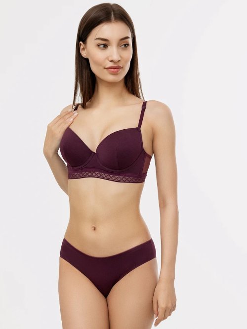 Хлопковые слип-бикини в оттенке "сливовое вино", фото 1 из 5