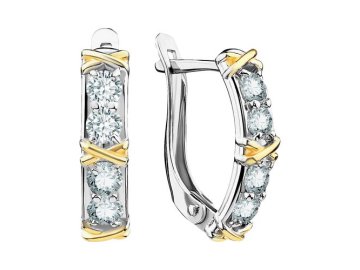 Серьги с английским замком TALANT, серебро 925 проба, вставка фианит 7 Карат