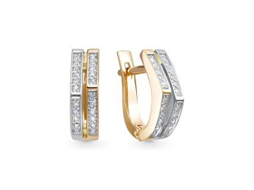 Серьги с английским замком Brilliant Style, красное золото 585 проба, вставка бриллиант