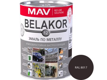 Эмаль BELAKOR 12 по металлу атмосферостойкая быстросохнущая RAL 9004 черная полуглянцевая 1,0л (0,9кг)