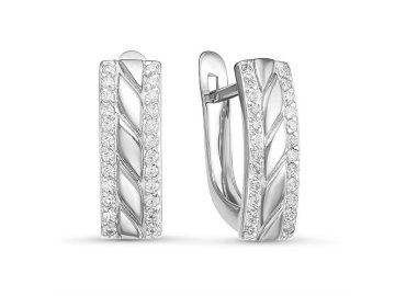 Серьги с английским замком Иллада, серебро 925 проба, вставка фианит