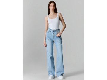 Джинсы женские wide leg голубые с высокой посадкой