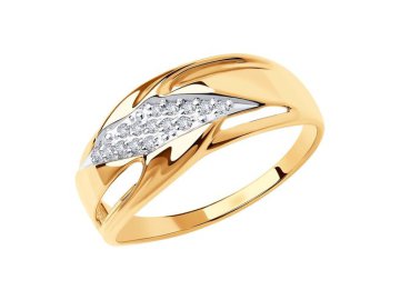 Кольцо декоративное Diamant, красное золото 585 проба, вставка фианит