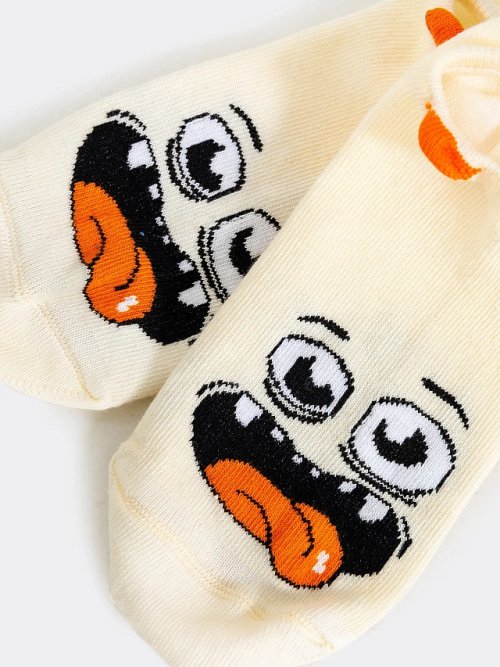 Носки детские короткие бежевые с рисунком монстрика и 3-д, фото 2 из 8