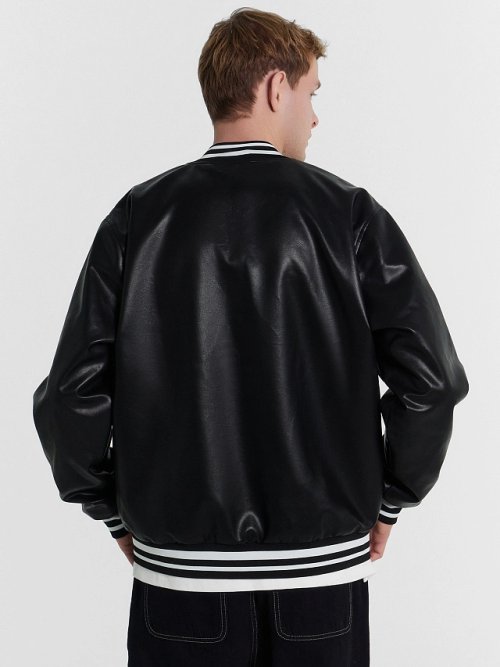 Бомбер мужской кожаный черный, фото 4 из 6