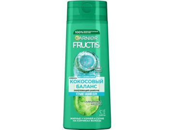 Шампунь для волос FRUCTIS Garnier Кокосовый баланс укрепляющий для волос жирных у корней и сухих на кончиках, 400 мл