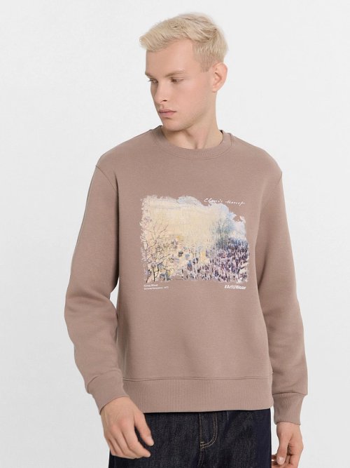 Джемпер мужской бежевый с печатью, фото 2 из 6