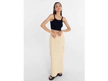 Юбка женская бежевая из вискозы и льна Марк Формель