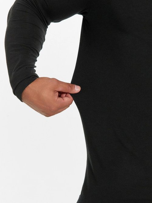 Лонгслив "термо" с воротником-стойкой в черном цвете, фото 5 из 21