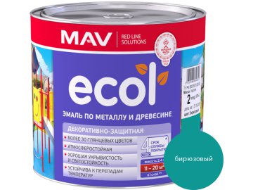 Эмаль ECOL по металлу и древесине (ПФ-115) бирюзовая глянцевая  2,4л (2 кг)