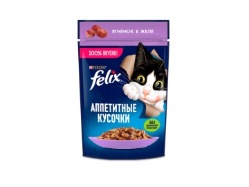 Корм д/кошек Феликс ягненок кусочки в желе 75 г