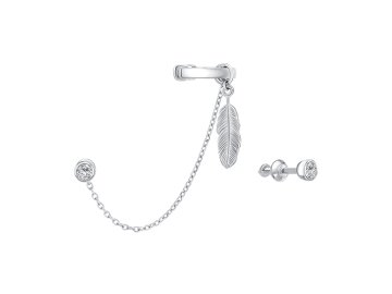 Серьги каффы BIRYUZA, серебро 925 проба, вставка цирконий