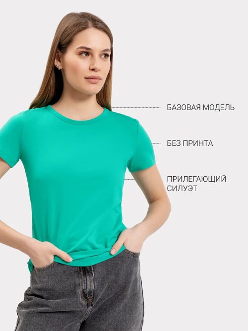 Футболка женская в зеленом цвете, фото 2 из 8