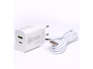 Digitalpart FC-135 20W USB + USB-C с кабелем Type-C (белый)