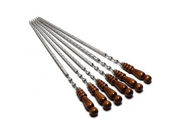 Шампуры профессиональные с деревянной ручкой CHUGUN INVEST LLC ШАМД77 (с заклепкой) в Пинске 5 элемент