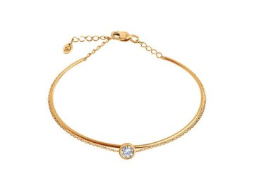 Браслет жесткий Diamant, красное золото 585 проба, вставка фианит