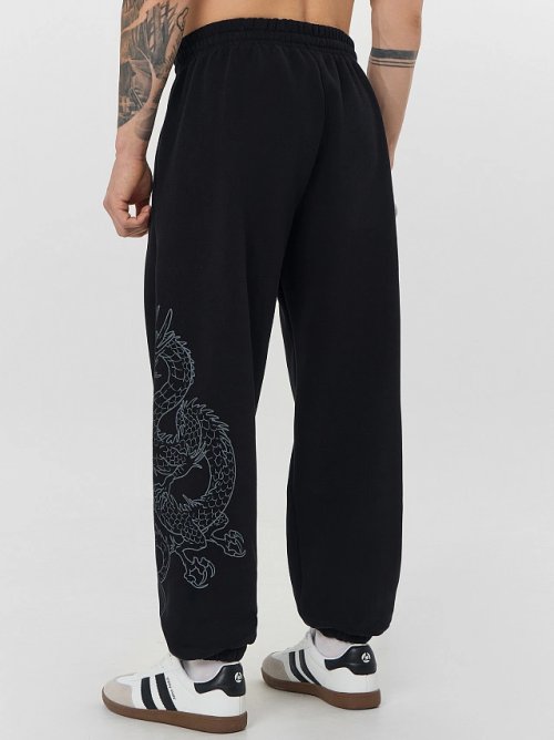 Теплые брюки джоггеры мужские черные с начесом, фото 2 из 5