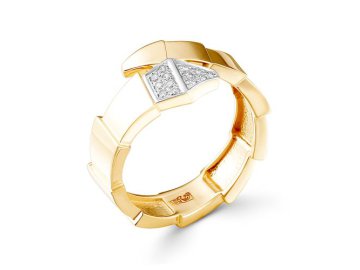 Кольцо декоративное Prestige, красное золото 585 проба, вставка бриллиант